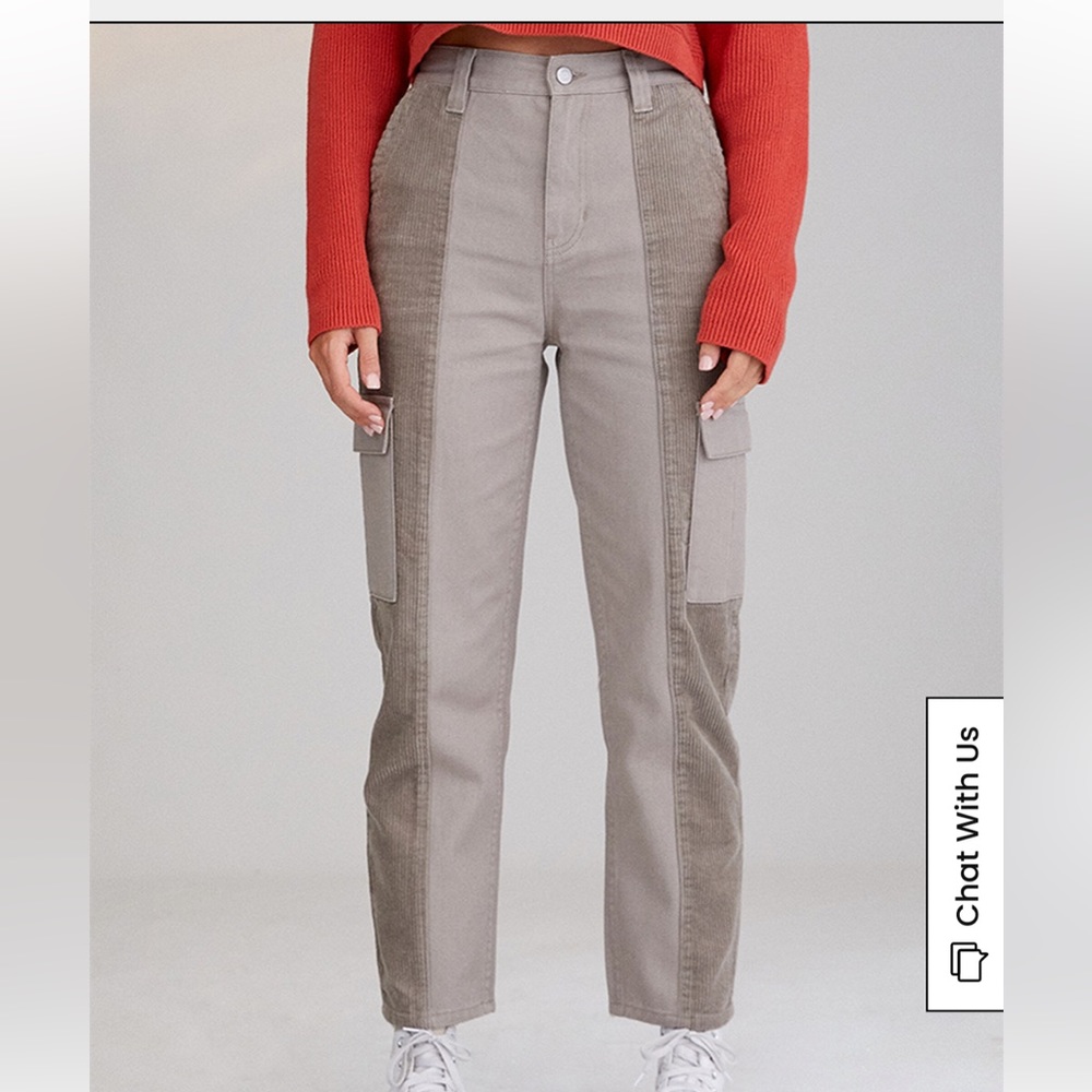 PacSun Gray Corduroy Paneled Cargo Skate Pants